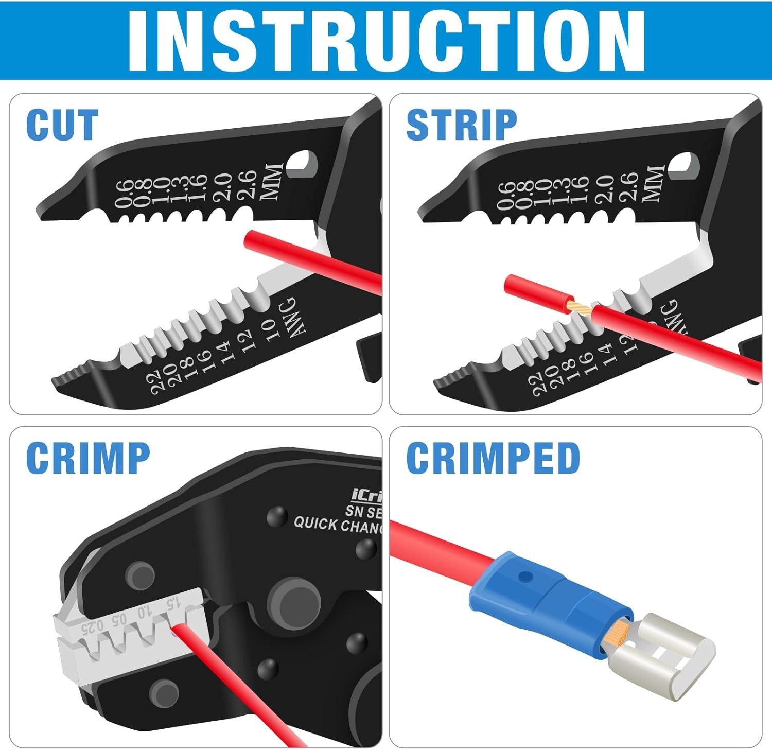 iCrimp Quick Change Ratcheting Crimper Tool Kit, Automotive Service Kit, for …