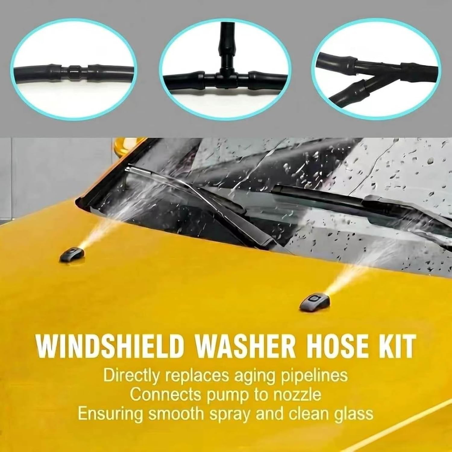 Windshield Washer Hose Kit,4M Rubber Hose with 36 Pcs Leak-Proof Connectors,F…