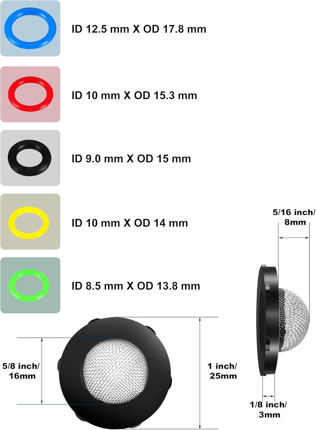 48 Pieces O-Ring Power Pressure Washer Kit 6 Sizes Sealing Stainless Steel Filte