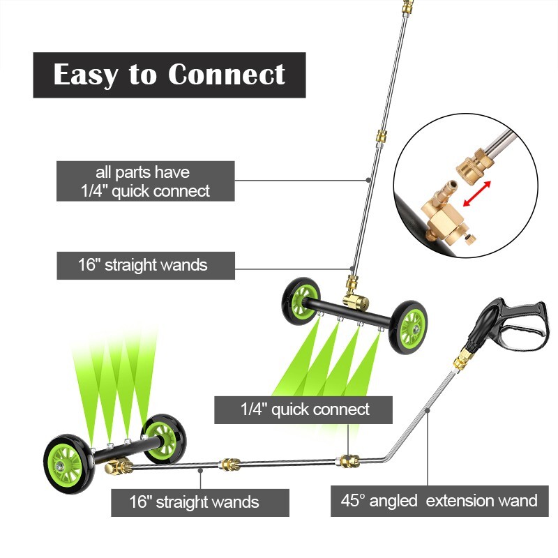 16″ Car Pressure Washer Undercarriage Cleaner 4800 PSI Under Car Washer Broom