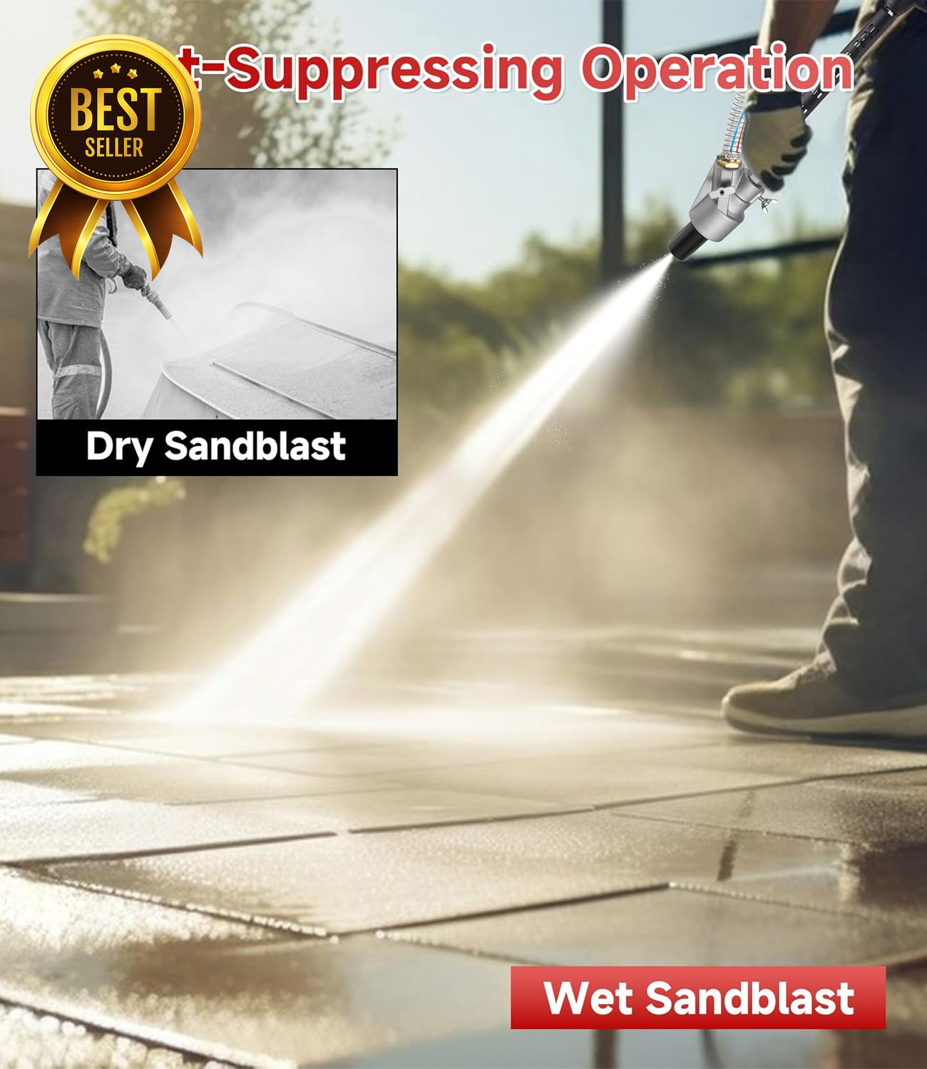 Pressure Washer Sandblasting Kit 5000 PSI Wet Sand Blaster Attachment 8.0 GPM Po