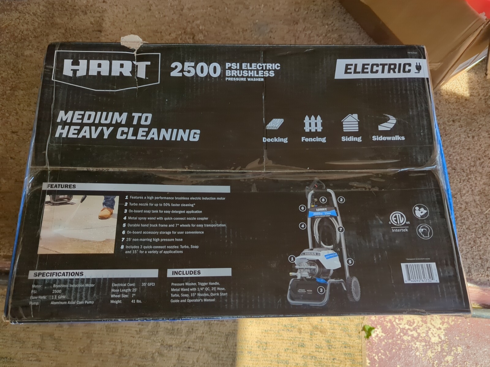 Hart HW142500 2500PSI 1.1 GPM Cold Water Electric Pressure Washer, Brushless NIB