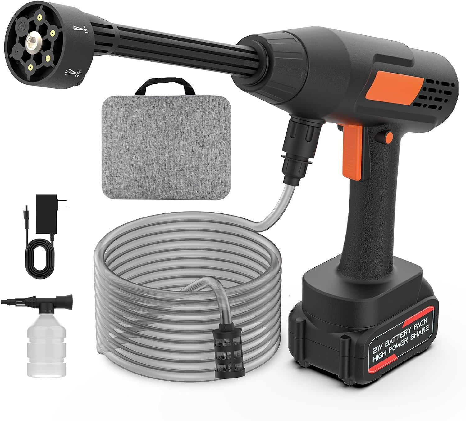 Cordless Pressure Washer Battery Powered 1100PSI Portable Power Washer Gun with