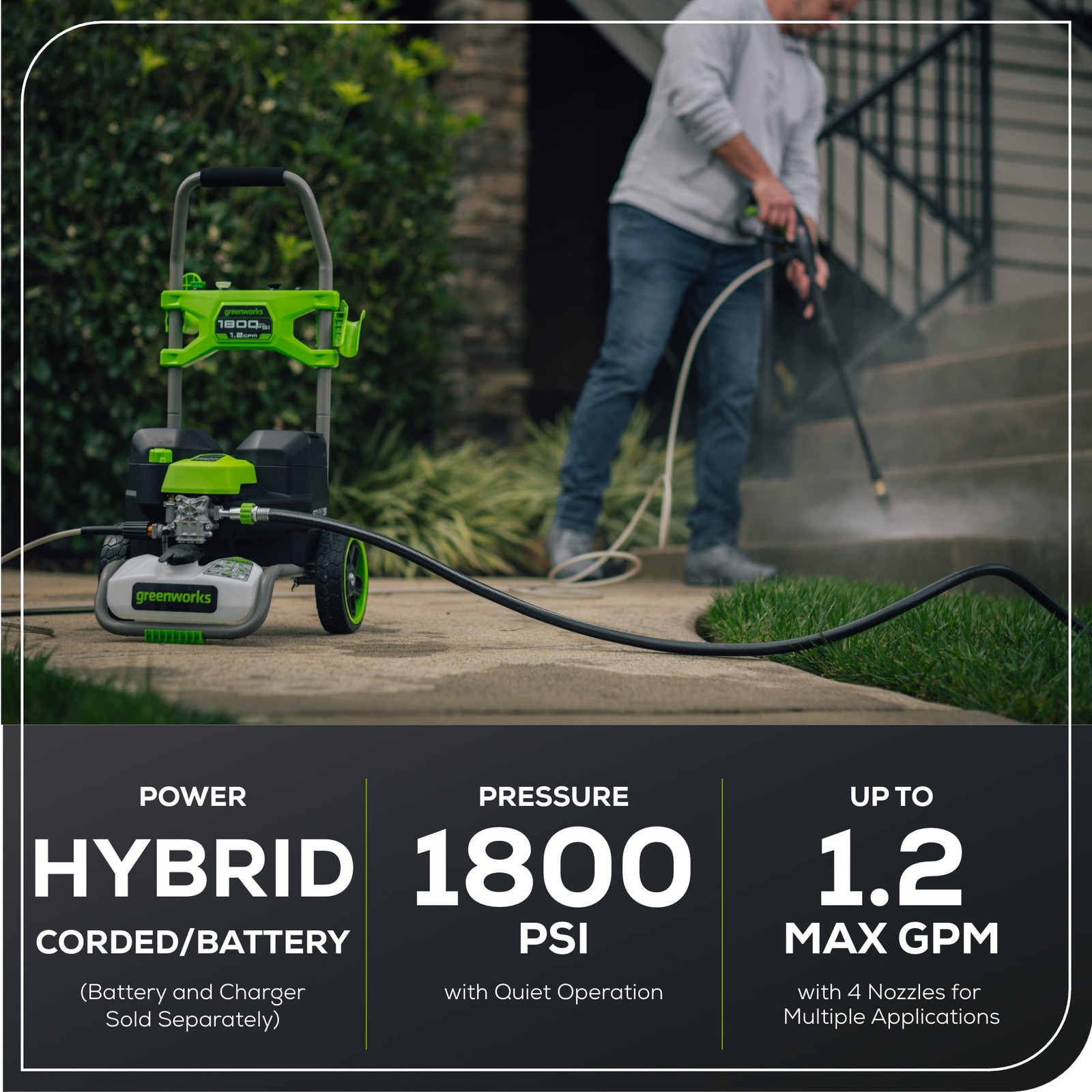 Hybrid 60V 1800 PSI at 1.2 GPM Electric Cold Water Pressure Washer 5109402T