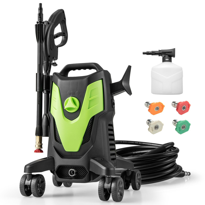 Costway Electric Pressure Washer 4 Universal Wheels 2400 Psi High Pressure