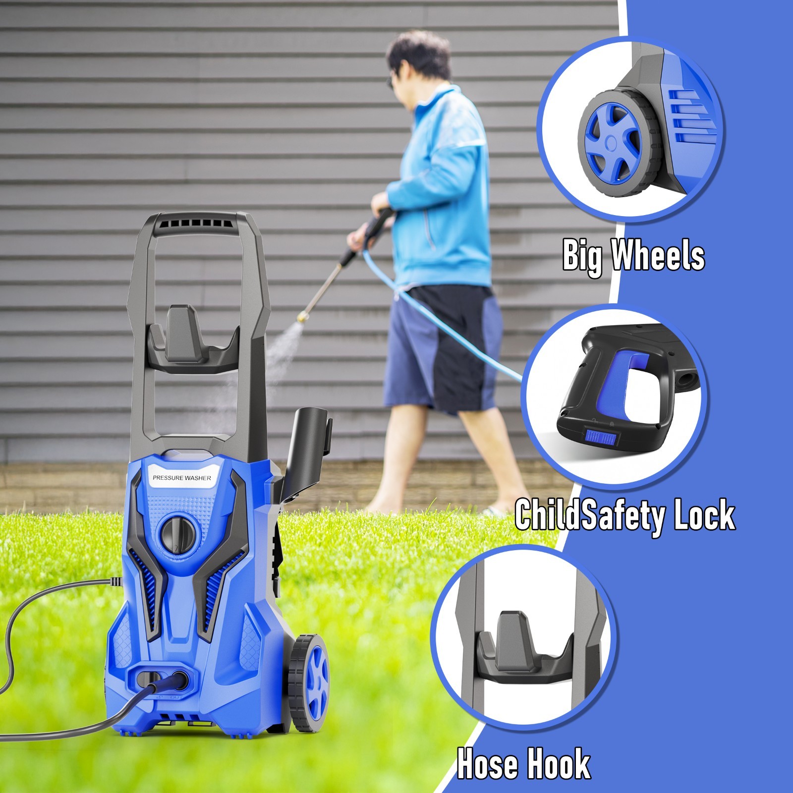 Pressure Washer 4200PSI 2.5GPM, Foam Cannon, Steel Lance, for Garden Cleaning