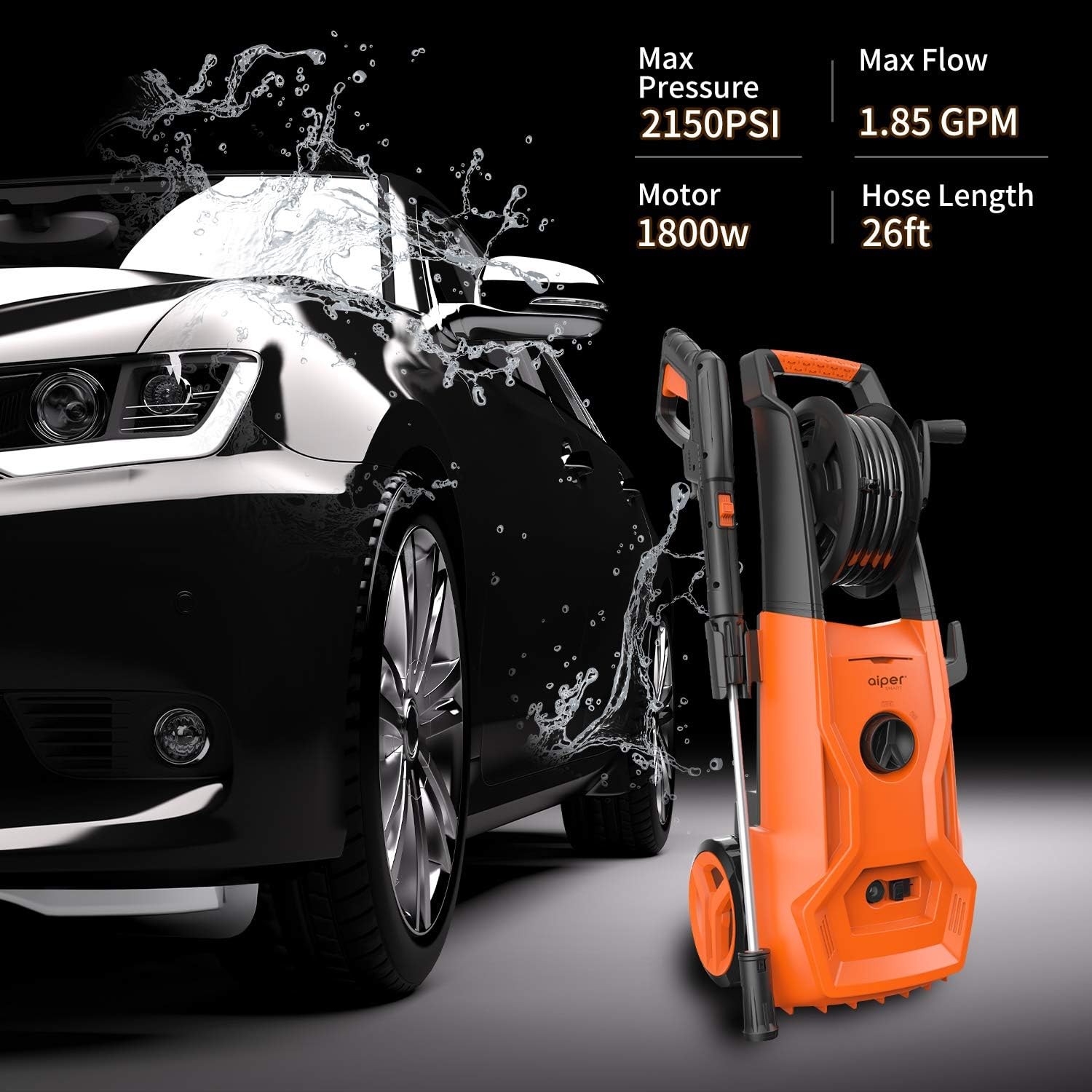 AIPER SMART Electric Power Washer 2150 PSI 1.85 GPM 1800W – Orange