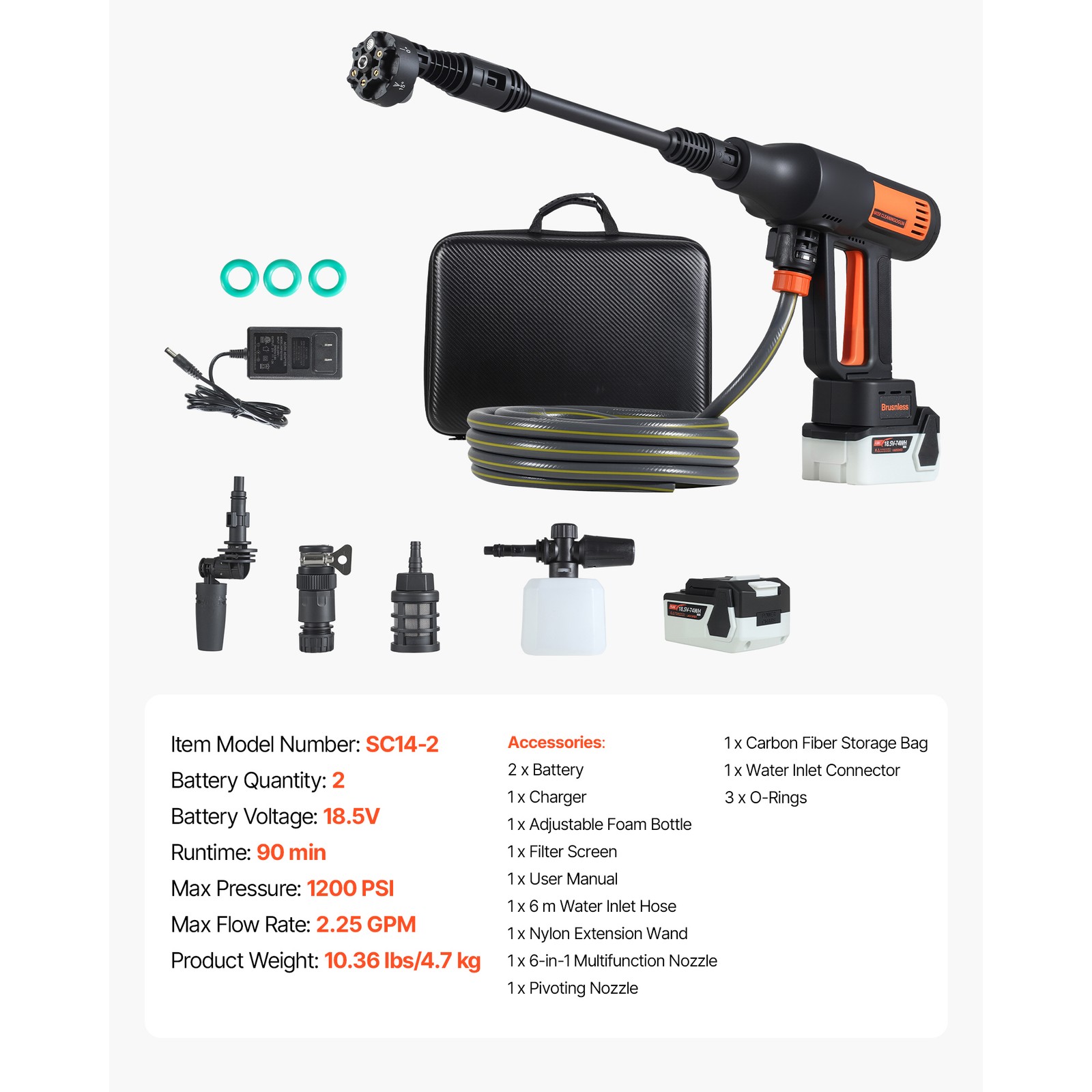 Uimoso Cordless Pressure Washer 1200PSI MAX with Brushless Motor, Dual Batteries