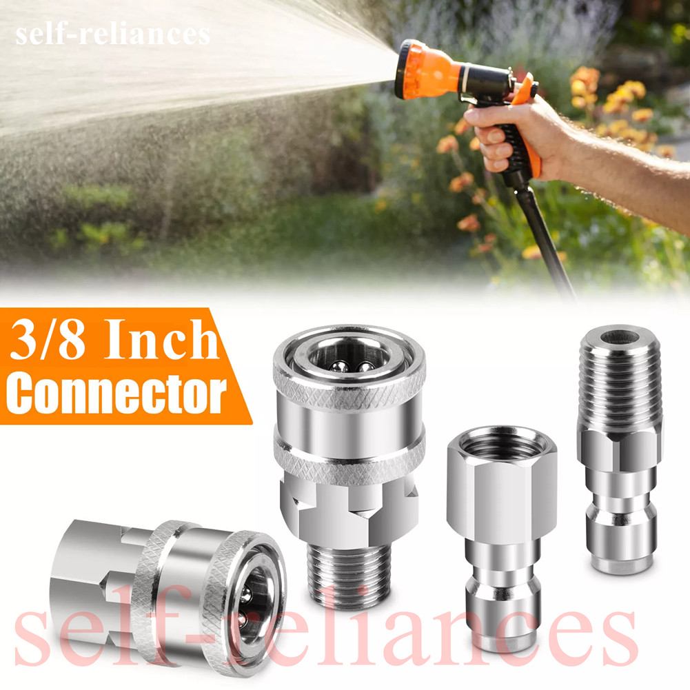 4x Pressure Washer Quick Connect Fitting 3/8 Inch Male and Female Thread Adapter
