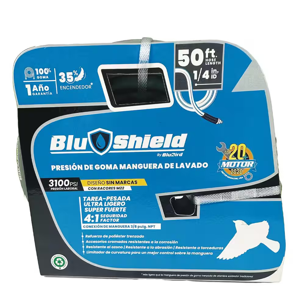 1/4 In. X 50 Ft. 3000 PSI Rubber Pressure Washer Hose, Non-Marking with M22 Fitt