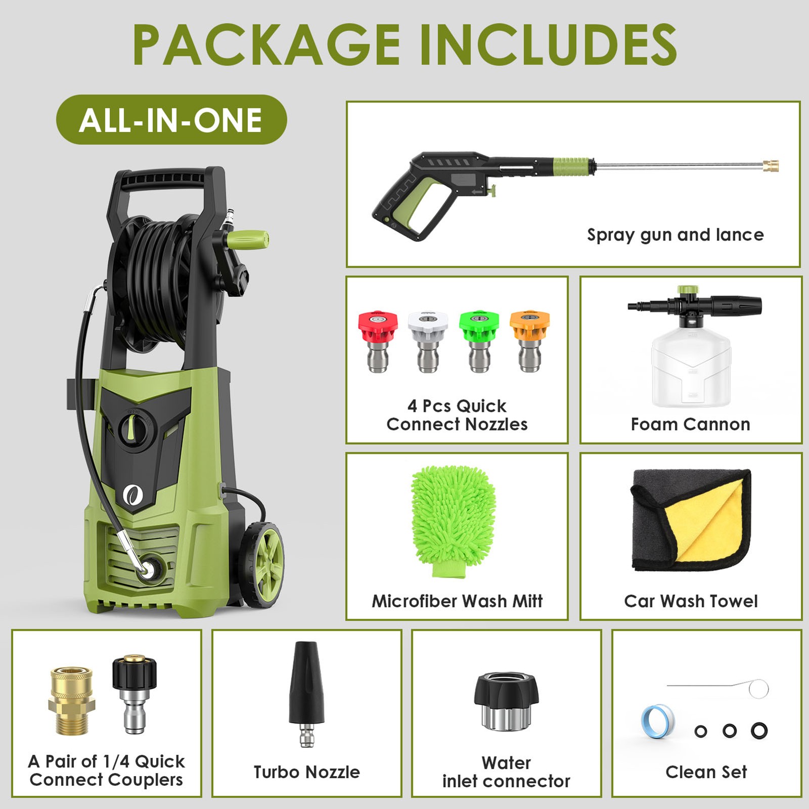 4000 PSI Electric Pressure Washer Powerful Cleaning Machine For Car Patio Metal