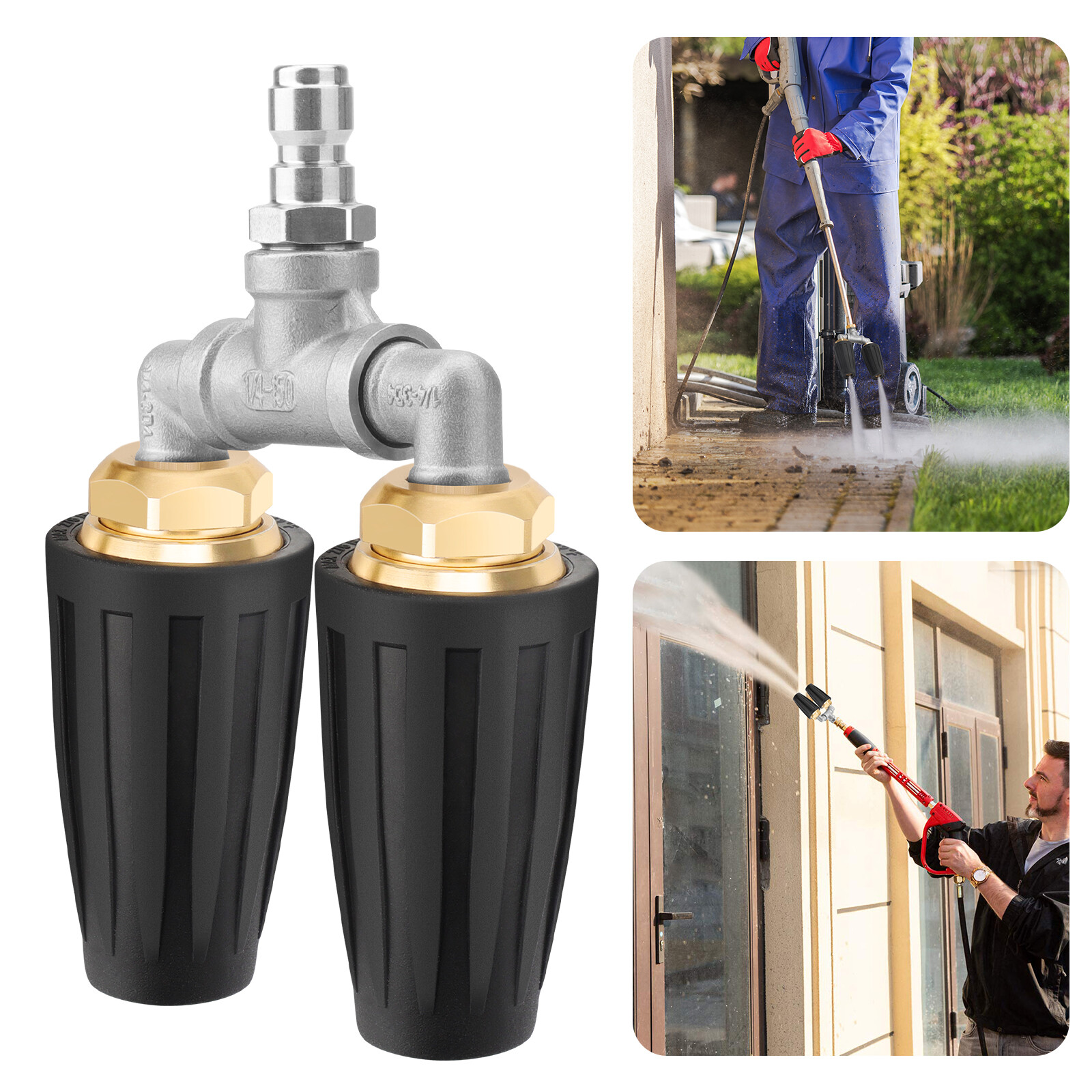 Dual Turbo Nozzle 360° Rotating 4000 PSI for Pressure Washer 1/4″ Quick Connect