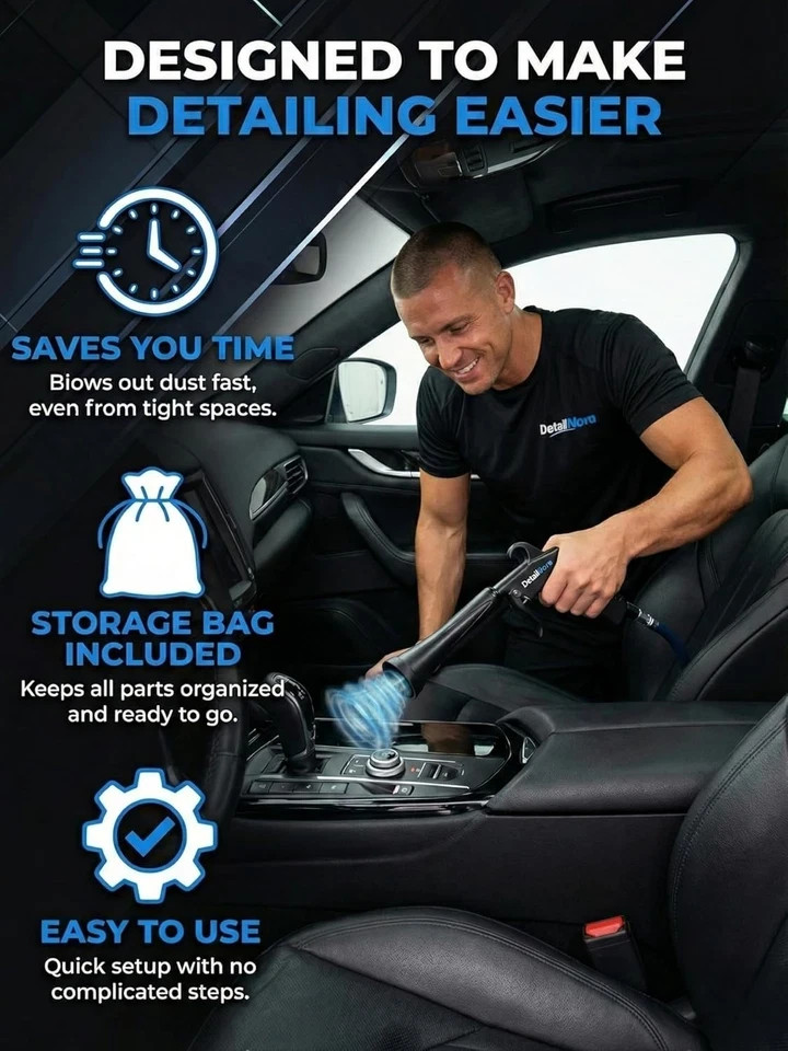 Air Blow Gun Car Detailing Turbo Air Nozzle for Dust Removal with Accessories