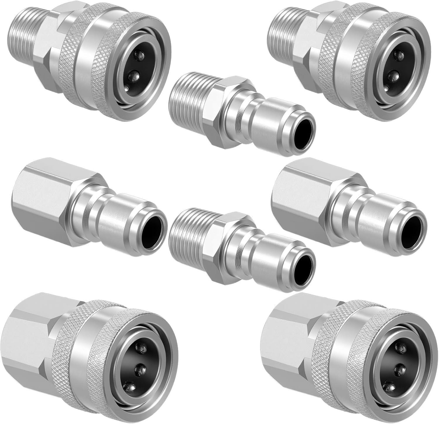 8PCS 3/8 Inch Pressure Washer Quick Connect Fittings Kit, Stainless Steel Male a