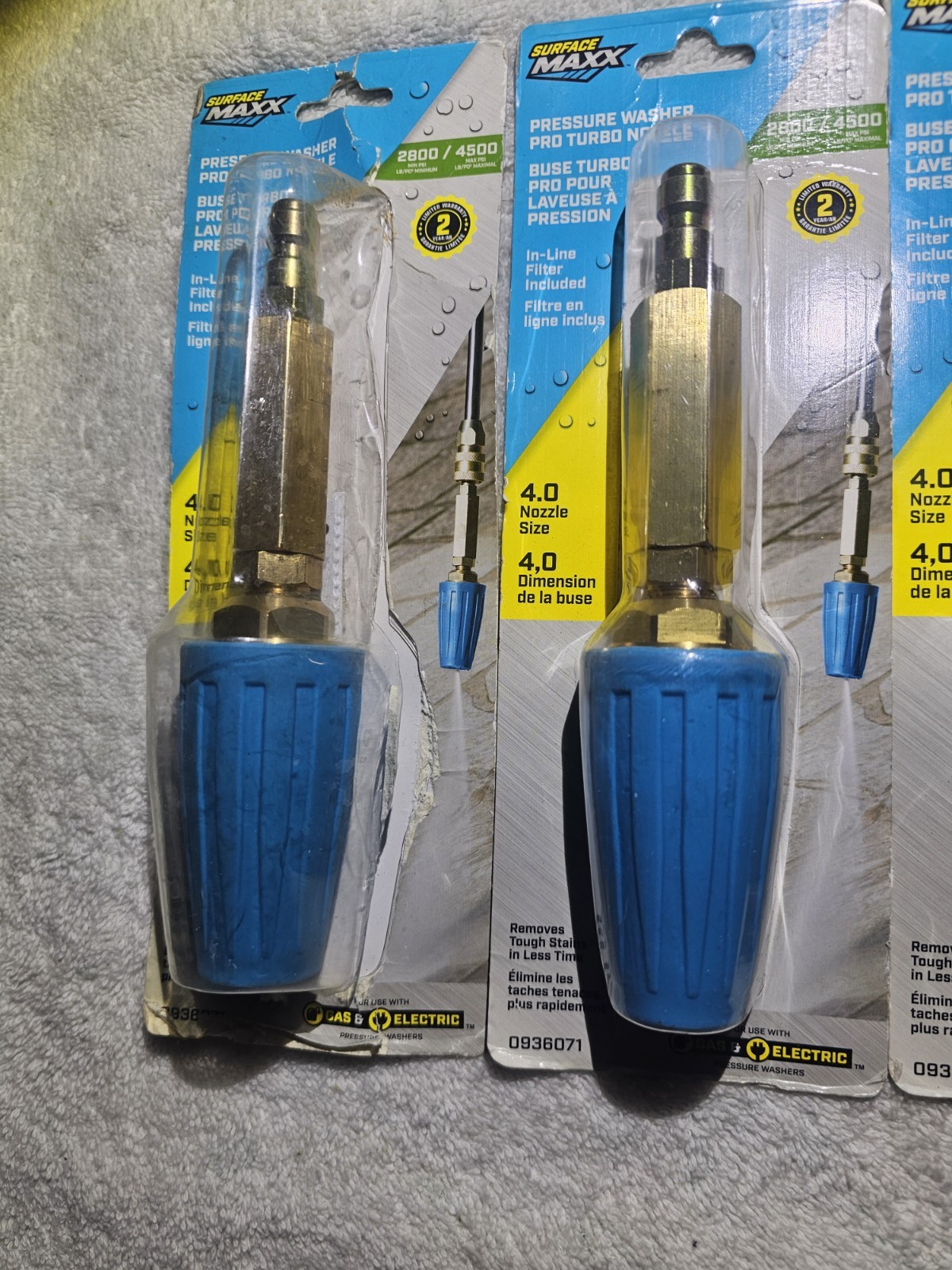 4 Surface Maxx Pressure Washer Pro Turbo Nozzle 4500 Max Psi 4.0