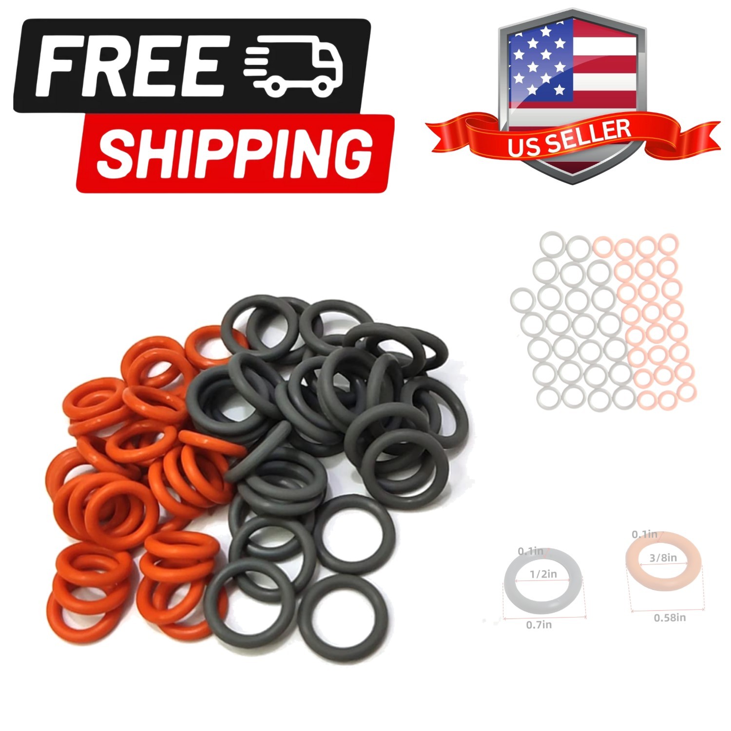 1/4″ & 3/8″ Pressure Washer QD Colored O-Rings 1/4”&3/8”25+25 50 Pack （Red+…