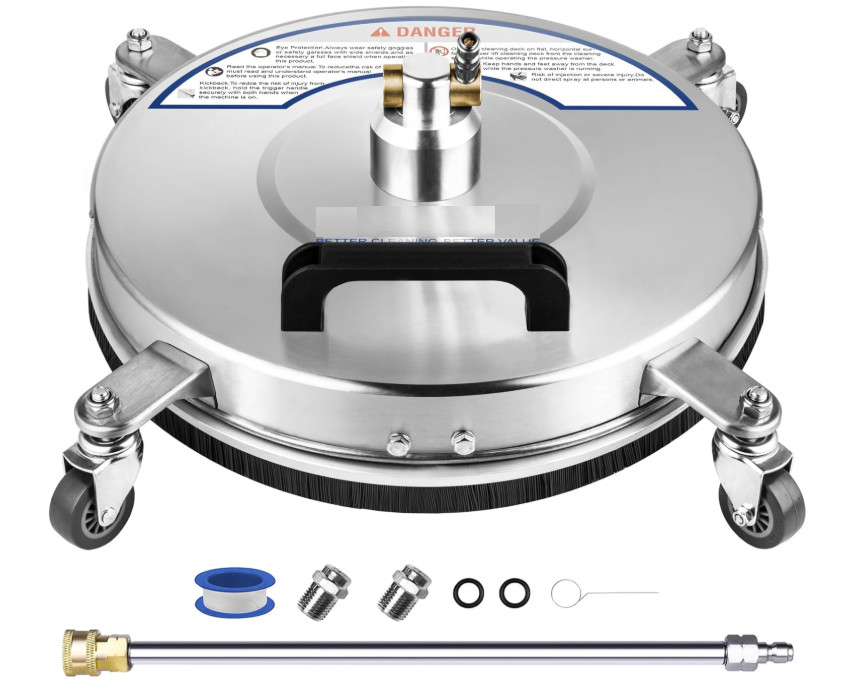 Limpiador de superficies de 14″ para hidrolimpiadora hasta 4500 PSI, con 4 rueda
