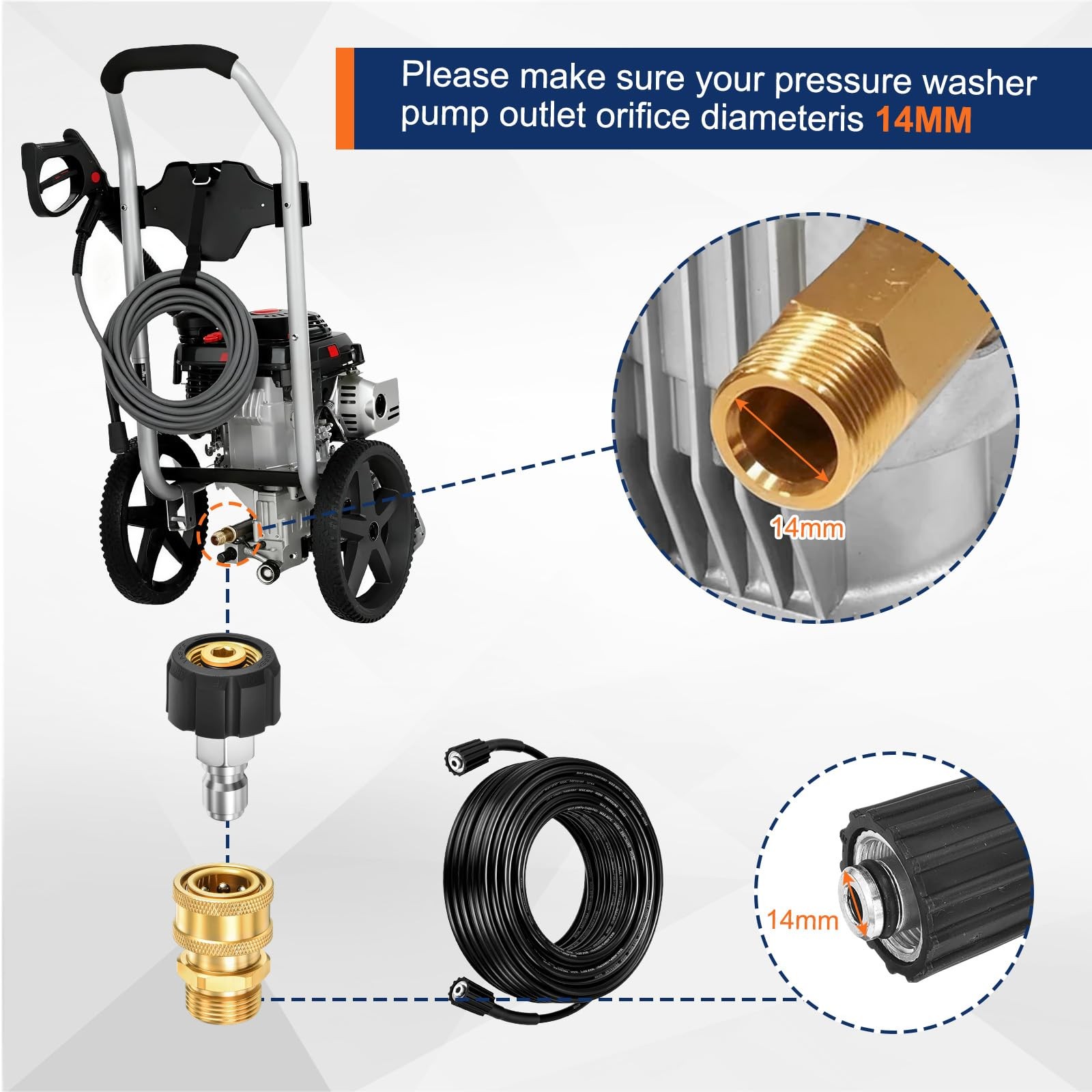 9 PCS Pressure Washer Adapter Set Brass Quick Disconnect M22 Swivel 3/8 Inch