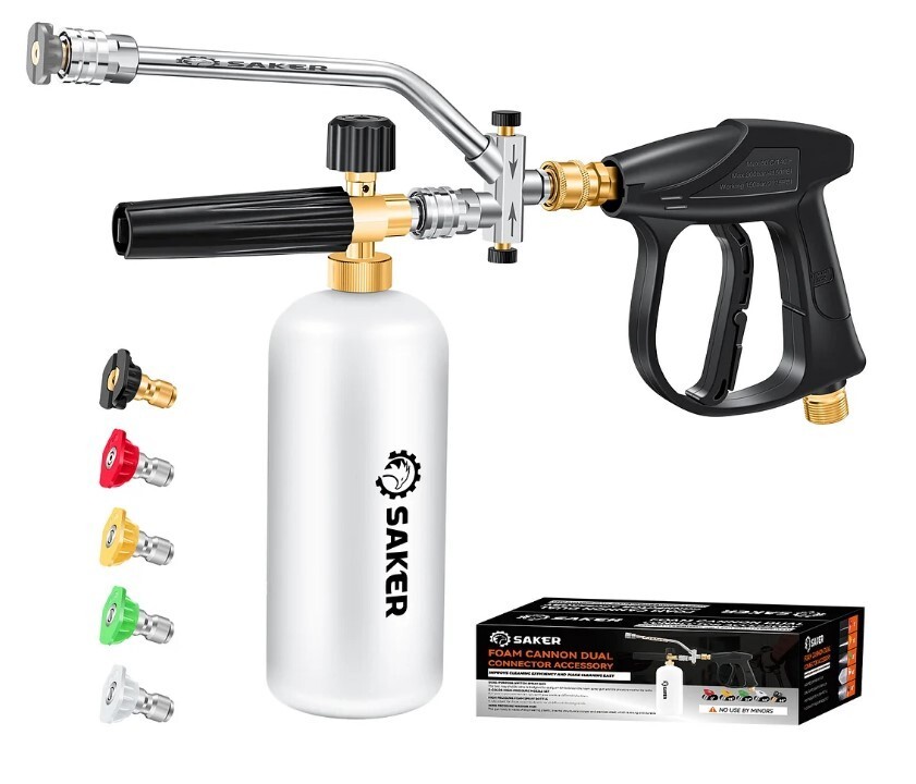 Saker Foam Cannon Dual Connector Accessory Pressure Washer Gun – Car Wash Etc.