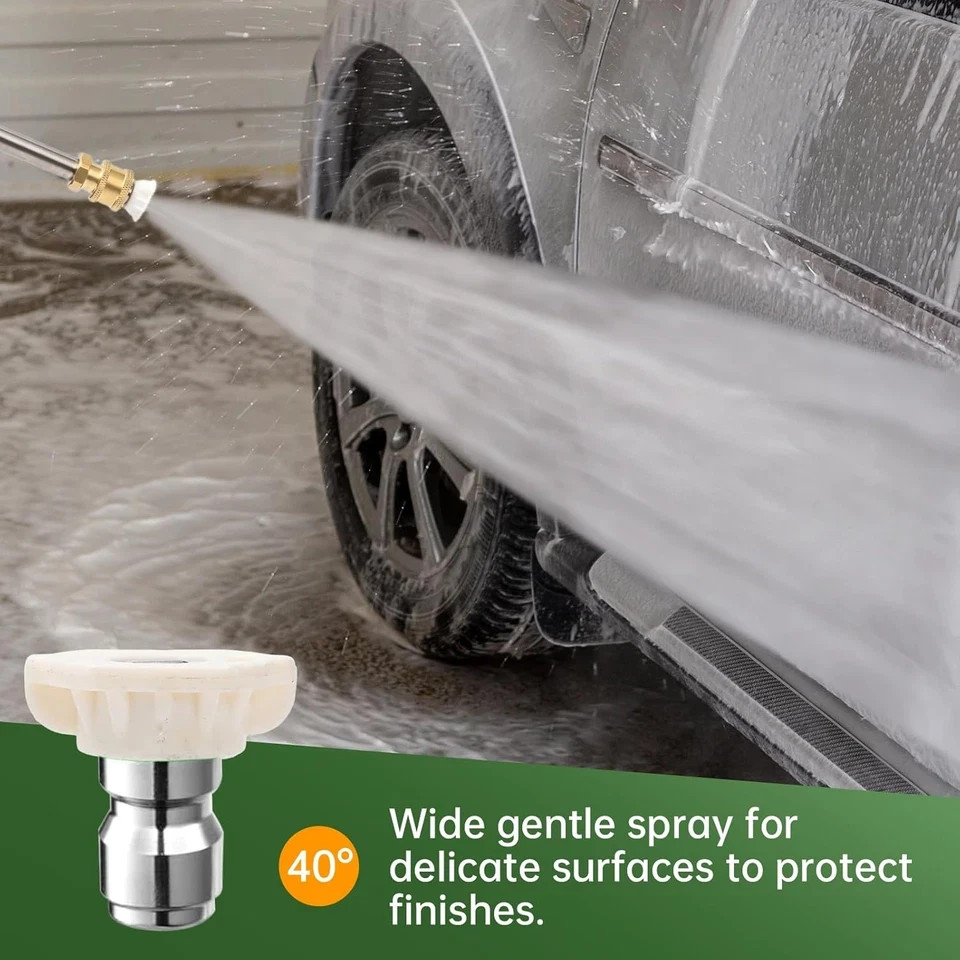 7-Pack Pressure Washer Nozzle Tips, 40° White, 1/4″ Quick Connect, 4000 PSI