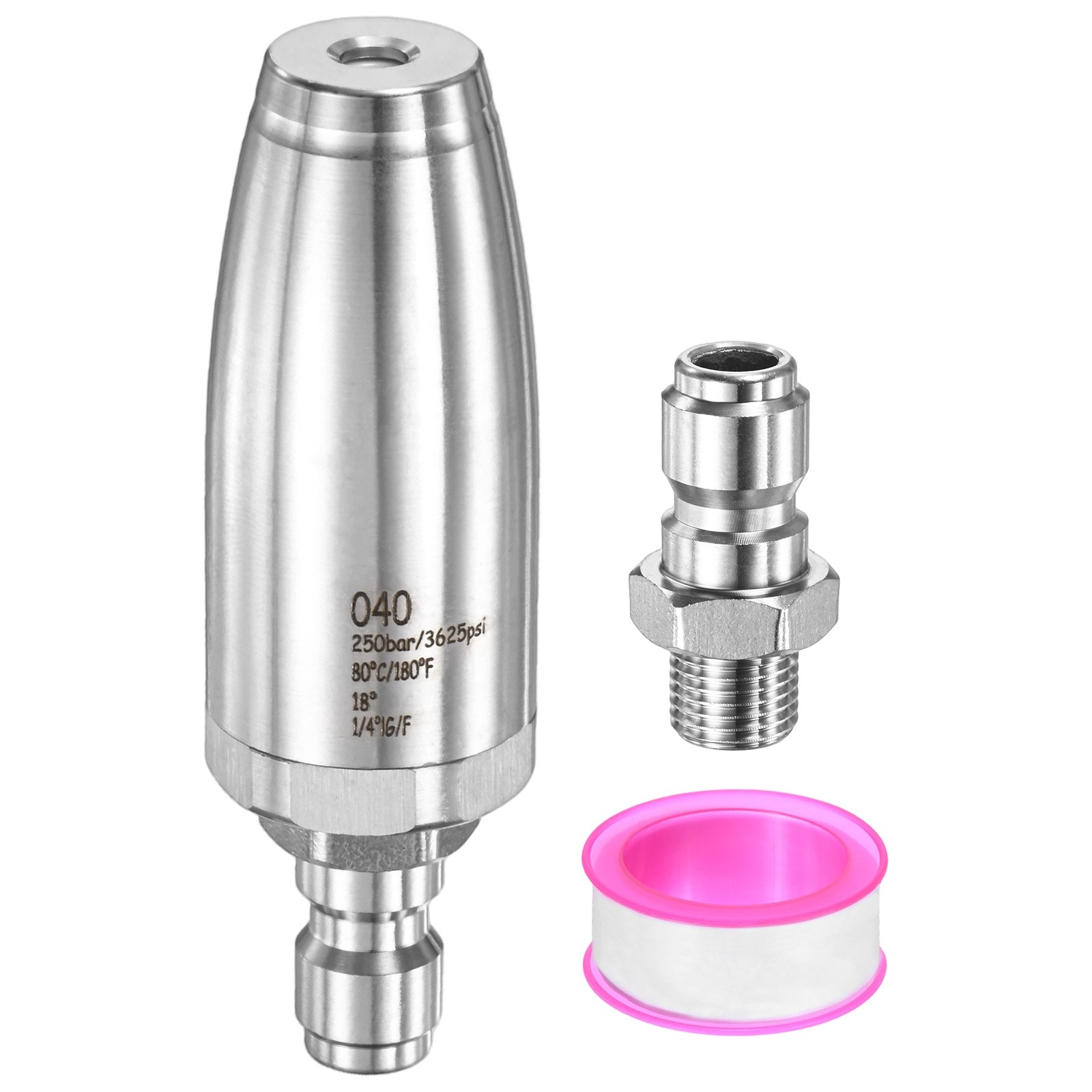 3-Pack Pressure Washer Turbo Nozzle Tips Set, 360° Rotating, 4 GPM [Silver]