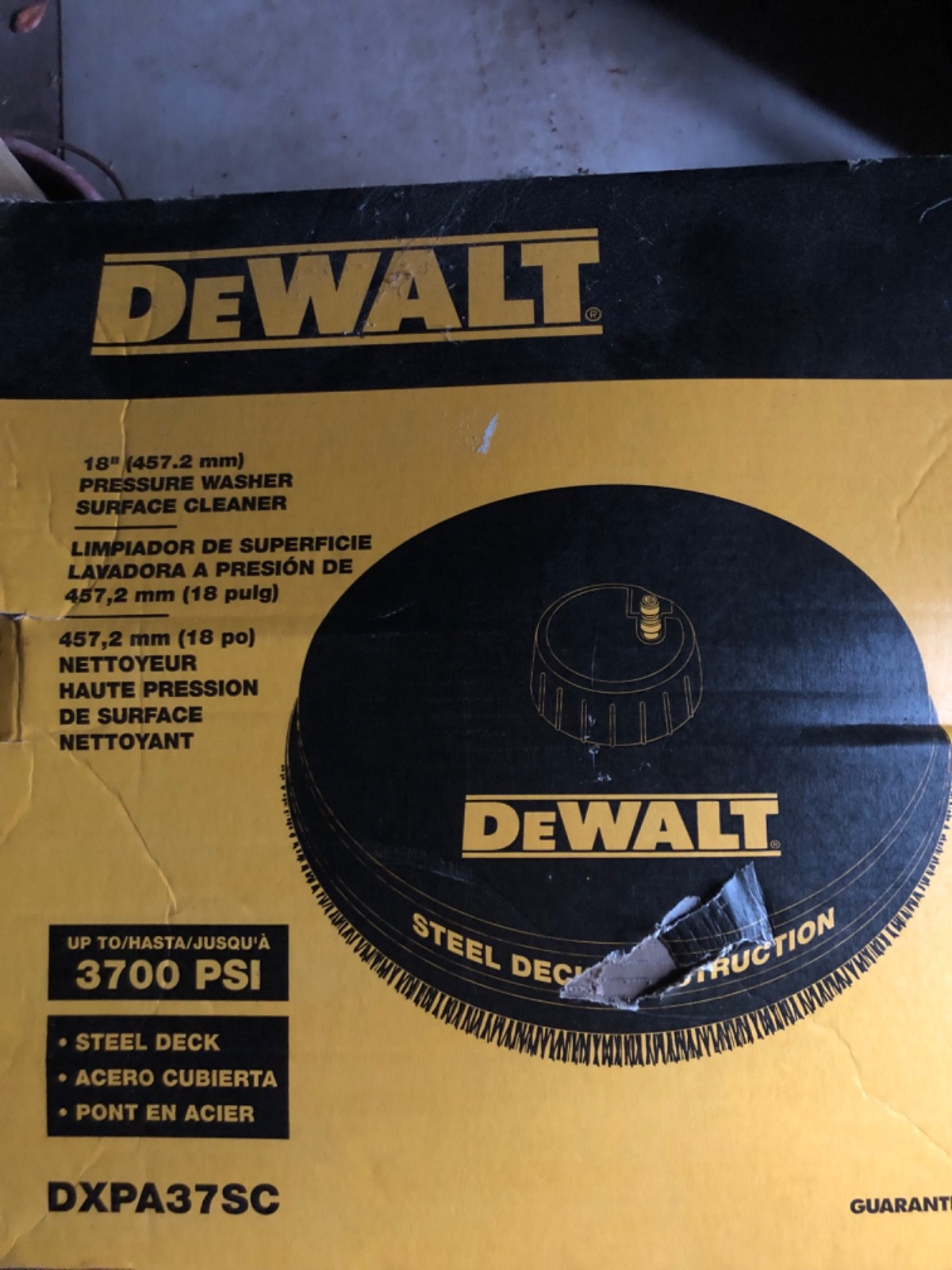 DEWALT DXPA37SC 18″ Surface Cleaner for Pressure Washer Steel Deck 3700 Psi