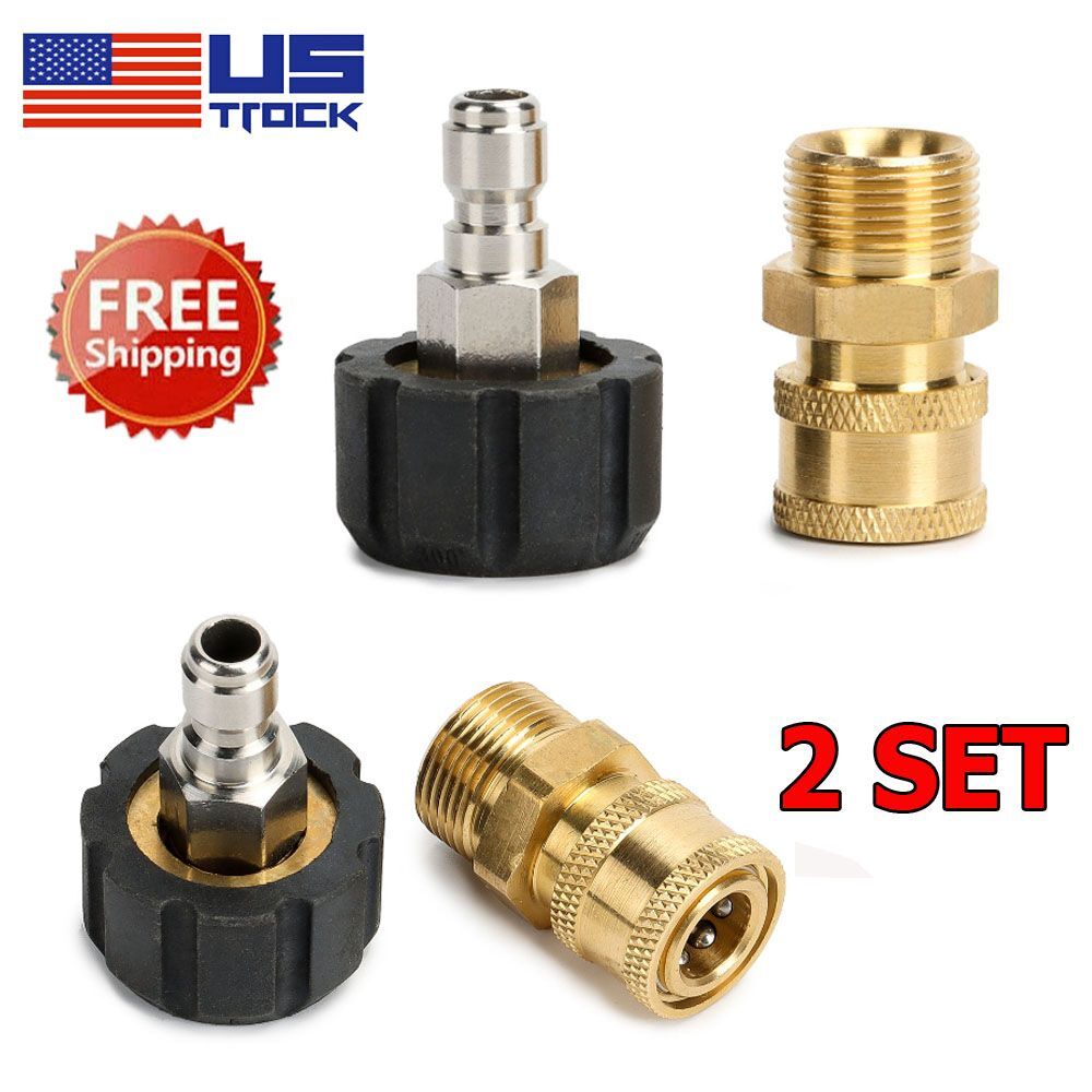 M22 to 1/4″ Pressure Washer Hose Connector Adapter Set Quick Connect Gun to Wand