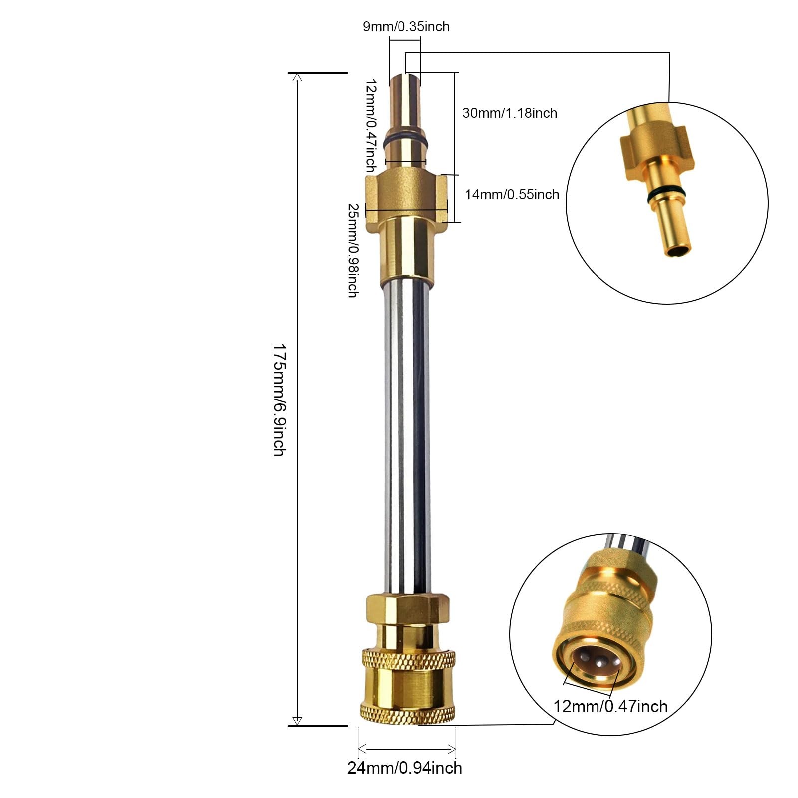 6.9″ Pressure Washer Lance Adapter Compatible with Black+Decker, Fit Blue Cle…