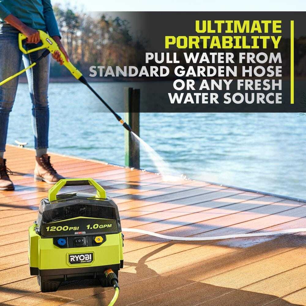 RYOBI 40V 1200 PSI 1.0 GPM Cordless Electric Cold Water Pressure Washer (Tool
