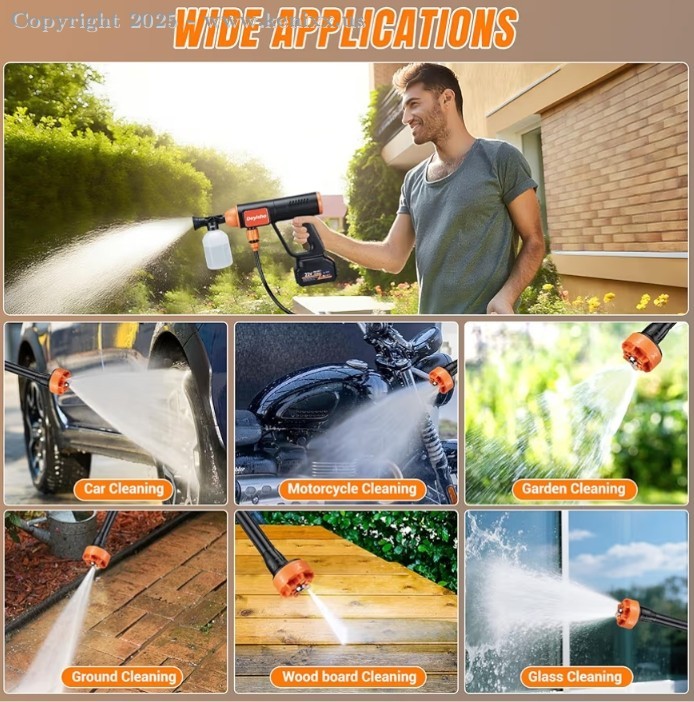 Cordless High Pressure Washer with Brushless Motor 2 * 4.0Ah Battery 6-in-1 Nozz