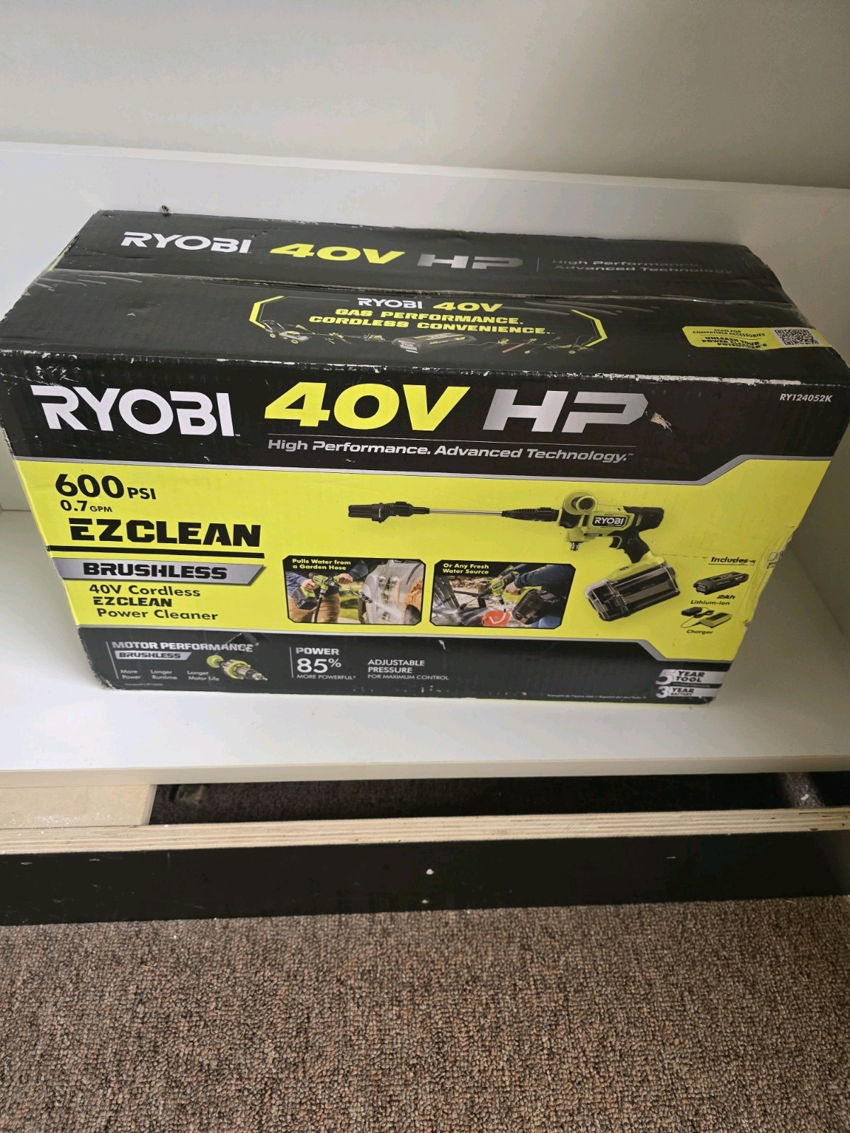 Ryobi (RY124052K) 40V HP EZ CLEAN 600PSI Power Cleaner Kit 2ah Battery & Charger
