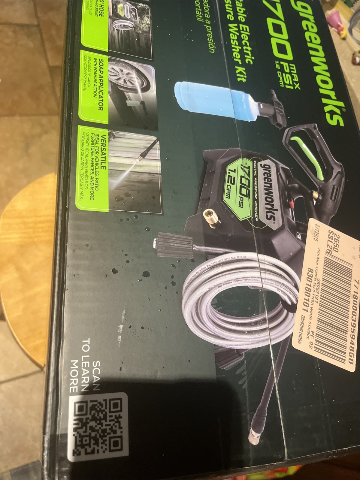 Greenworks 1700 Psi Hand-Carry Pressure Washer PW1603 20Ft Hose 35Ft Cord 2 Nozz