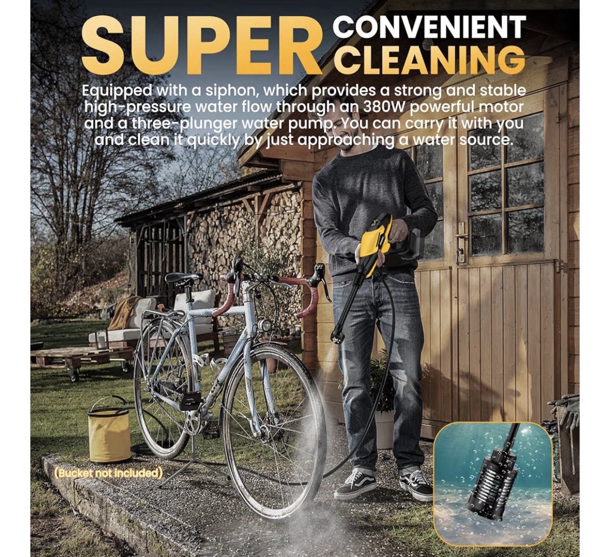 Cordless Pressure Washer Compatible with Dewalt 20V Battery 800 PSI Portable Han