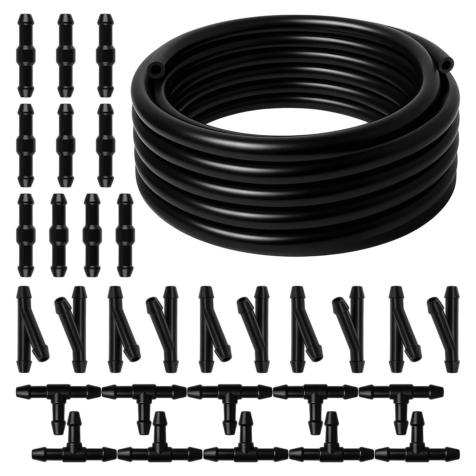 Windshield Washer Hose Kit, 4M Flexible Durable Rubber Washer Fluid Tubing & 30