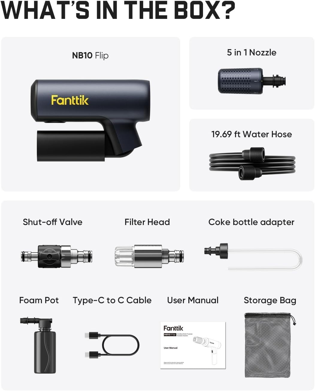 NB10 Flip Cordless Pressure Washer Gun – 5-in-1 with HD Display & Foldable De…