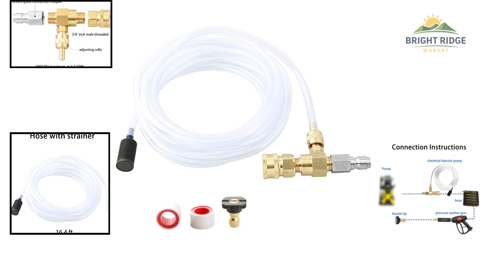 Professional Chemical Injector Kit with Adjustable Dilution Ratio for Washers