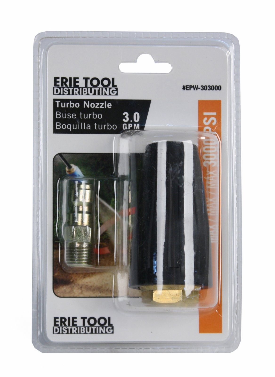 Erie Tools Pressure Washer Rotating Turbo Nozzle 3000 PSI with 3.5 Orifice QC