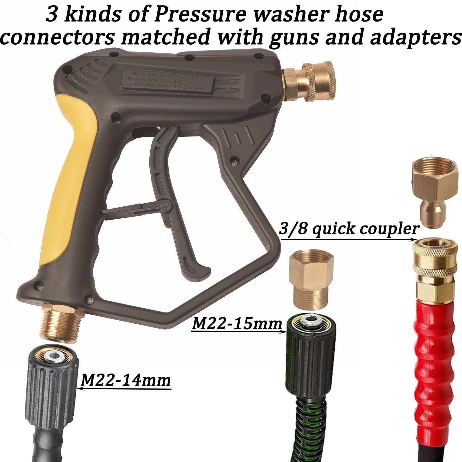 X 887 High Pressure Washer Gun with Foam Cannon 2 Adapter 7 Pressure Washer