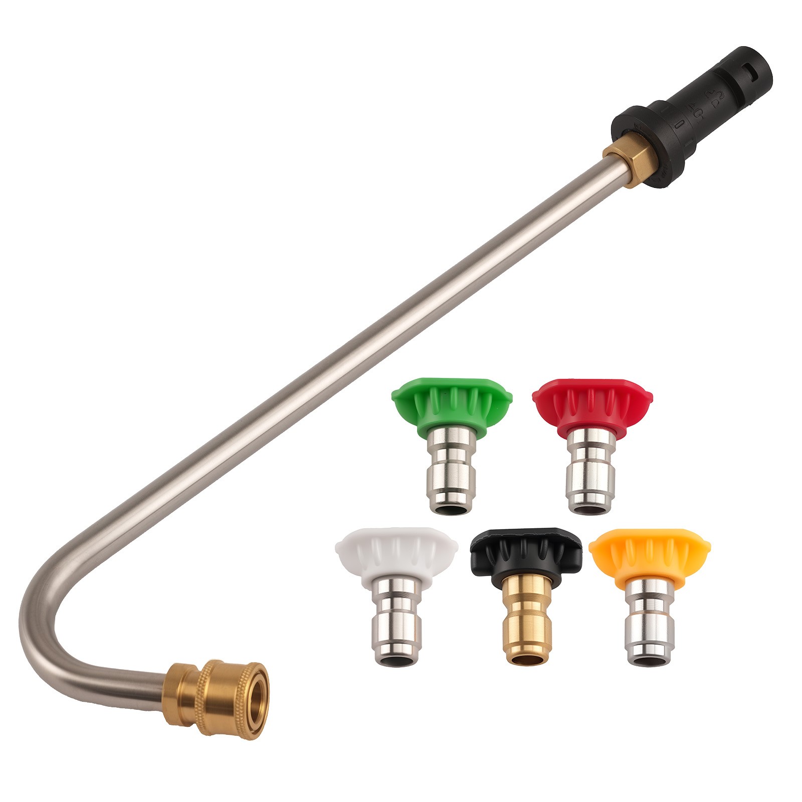 Heavy Duty Pressure Washer Gutter Cleaner Wand Attachment with 5 Nozzles K2-K7