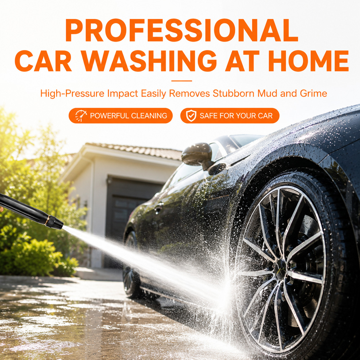 2Pack Home High Pressure Car Wash Water Gun Adjustable Booster for Car Cleaning