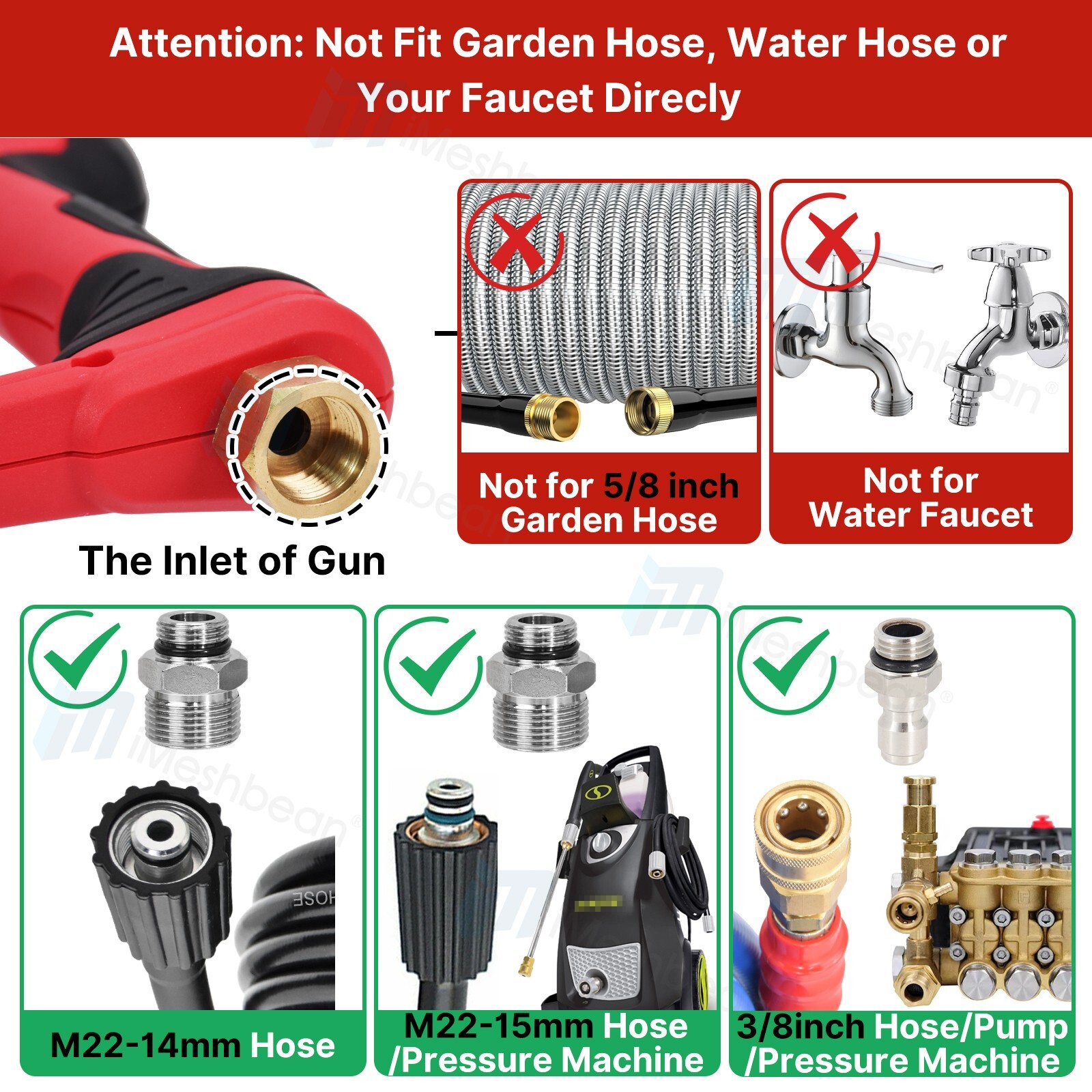 High Pressure 4350PSI Car Power Washer Gun Spray Wand Lance 5 Nozzles 3 Length