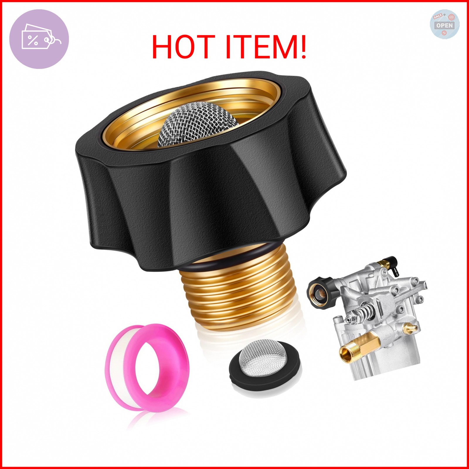 Boltigen Brass Water Inlet Fitting, Pressure Washer Pump Replacement for Simpson