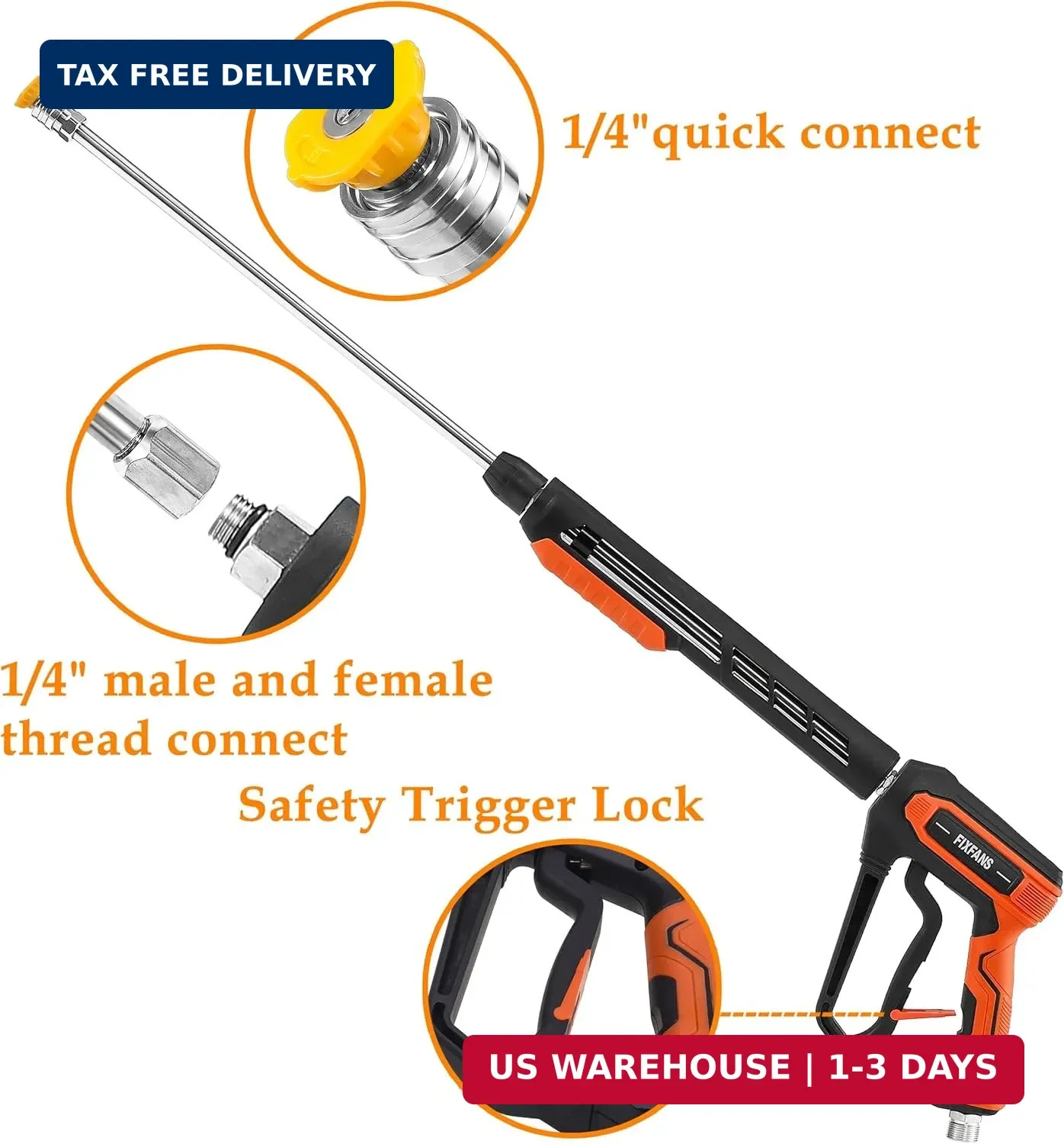FIXFANS Pressure Washer Gun Kit, 5000PSI Power Washer Handle Gun with Replacemen