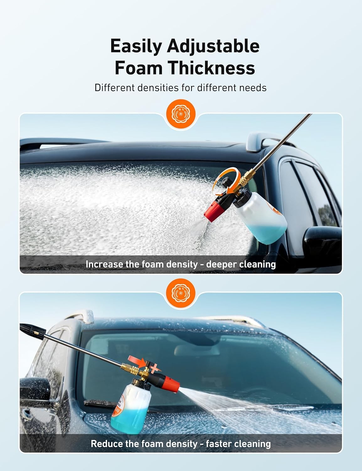 AstroAI Foam Cannon, Heavy Duty Car Foam Blaster Wide Neck Adjustable Snow Foam