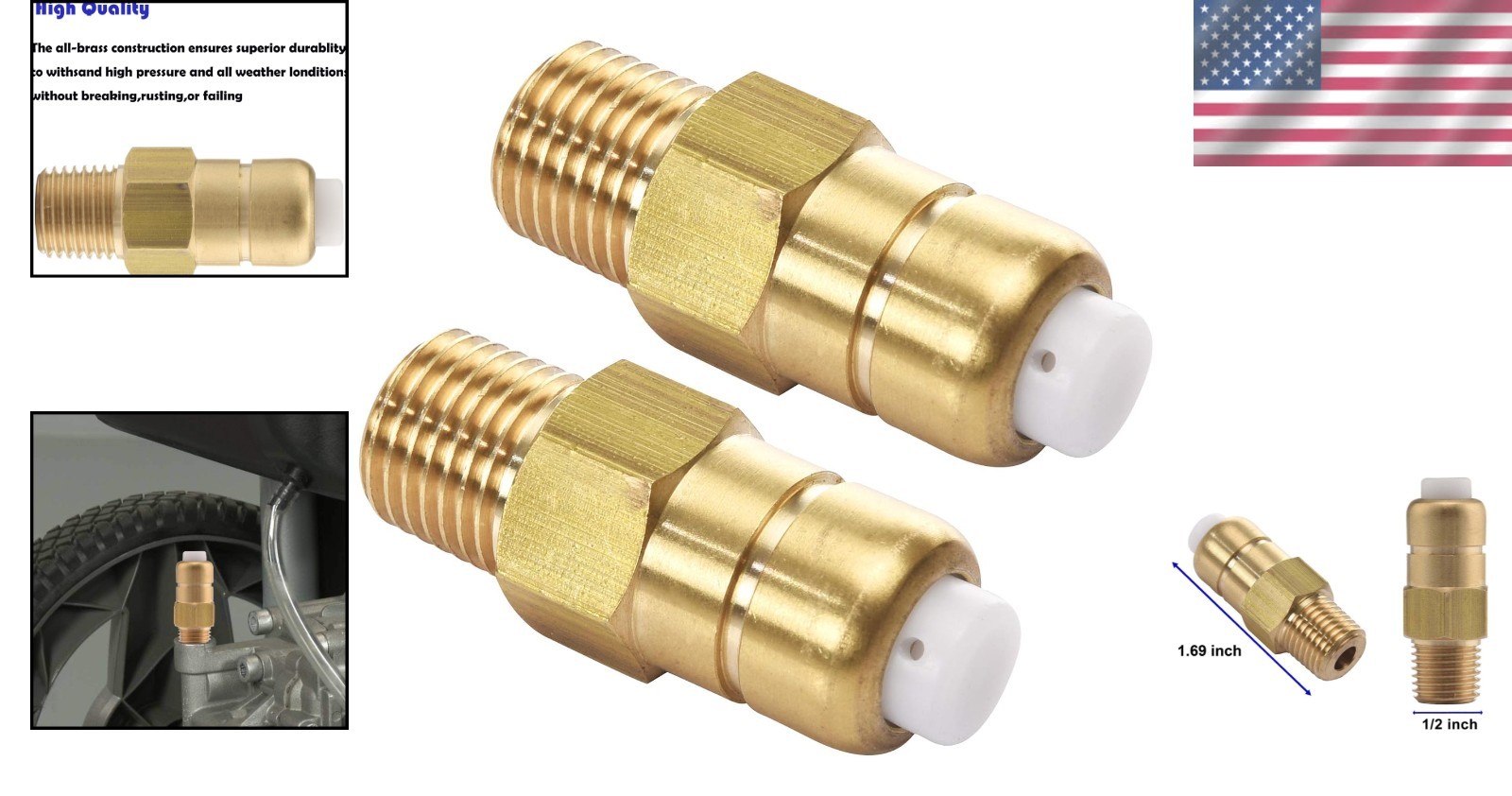 Brass Thermal Release Valve – 1/4 Inch NPT, Fits Most Pressure Washers