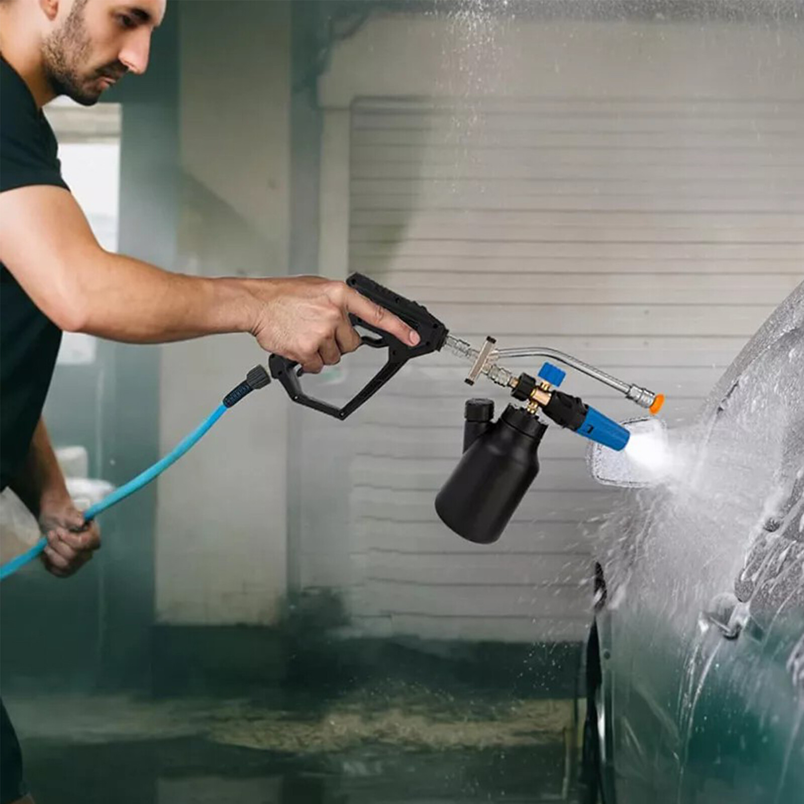 Dual Valve Snow Foam Spray Gun 1/4 Quick Connect Solid Foam Lance Nozzle 3000PSI