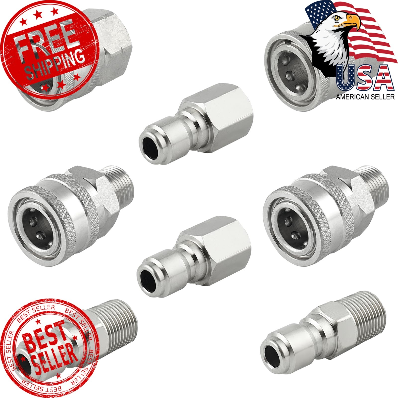 Raincovo Pressure Washer Quick Connect 3/8 8 Pieces
