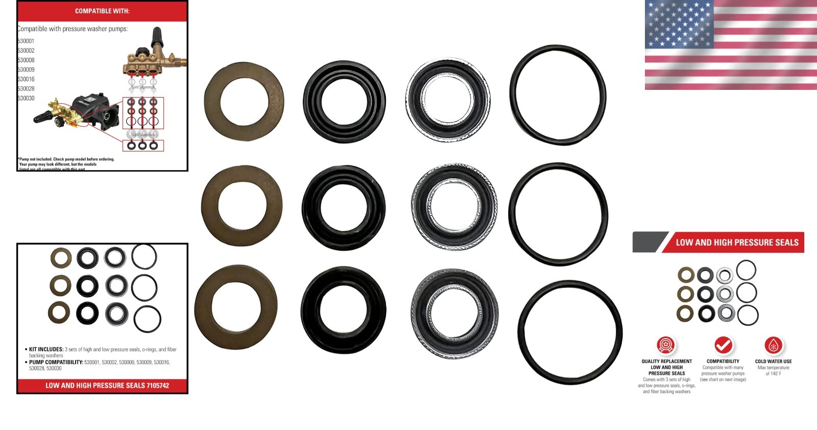 Pressure Washer Leak Prevention Kit: 12-Piece Low & High Pressure Seals Included