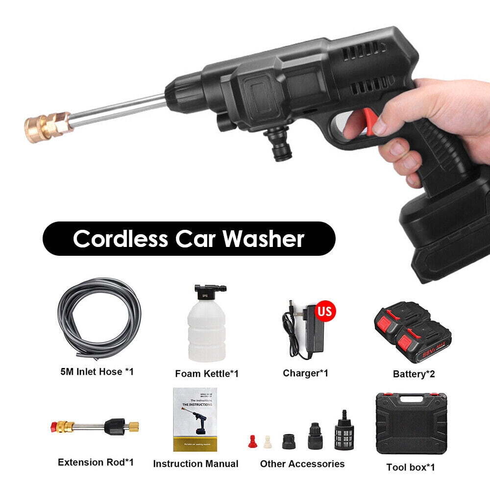Cordless 1500W Car Pressure Washer 60Bar Electric Portable Power Spray Gun