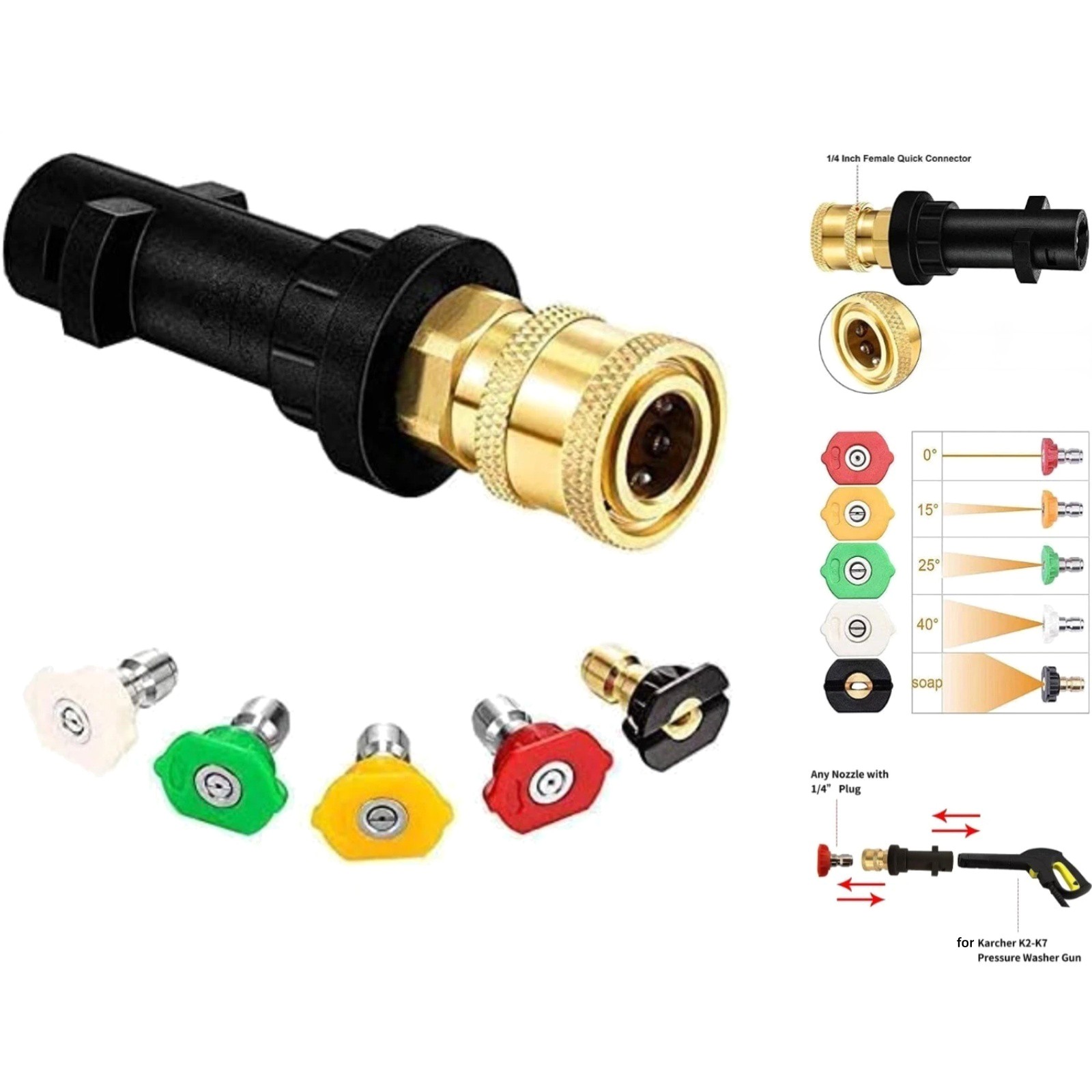 Metal Adapter For Karcher K2-K7 Pressure Washer to 1/4″ Quick Release Fitting